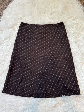 Shin Choi wool brown pinstripe asymmetrical skirt a line size 4 small